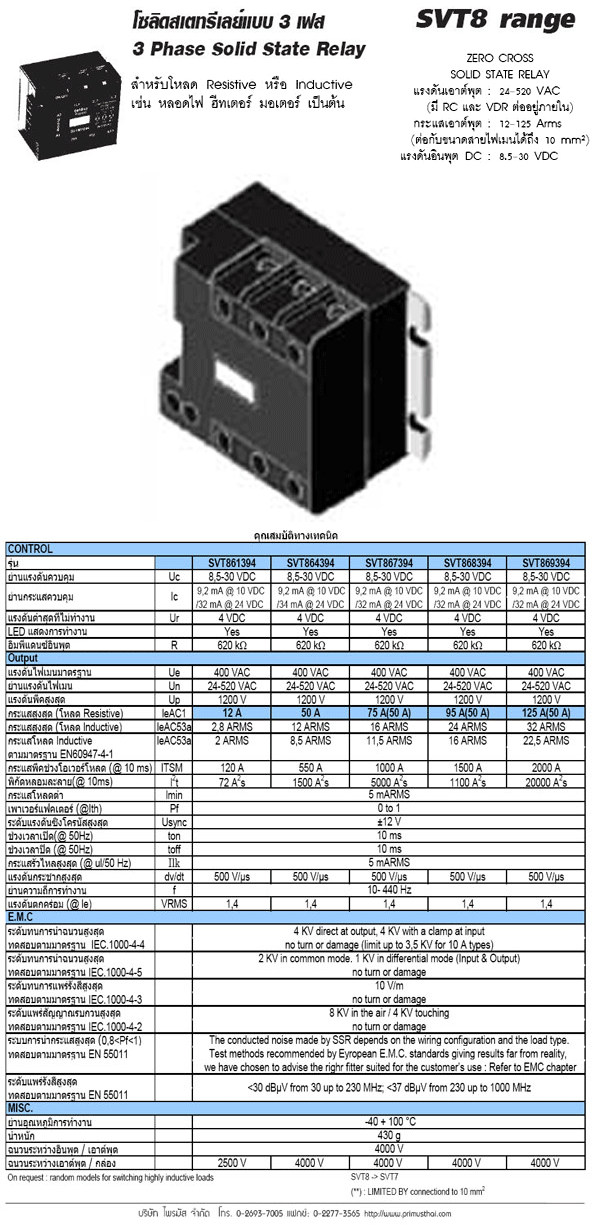 บริษัท ไพรมัส จำกัด 3 Phase Solid State Relay