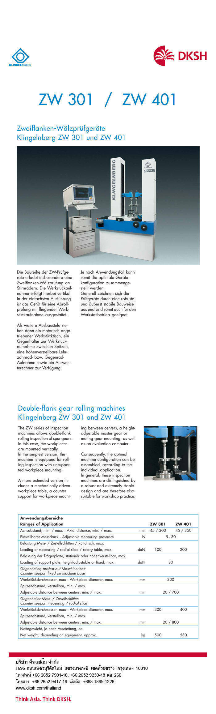 Double-flank gear rolling machines Klingelnberg ZW 301 and ZW 401