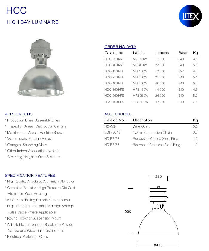 PRODUCT โคมไฟไฮเบย์ LITEX HCC บมจ.ไลท์ติ้ง แอนด์ อีควิปเมนท์