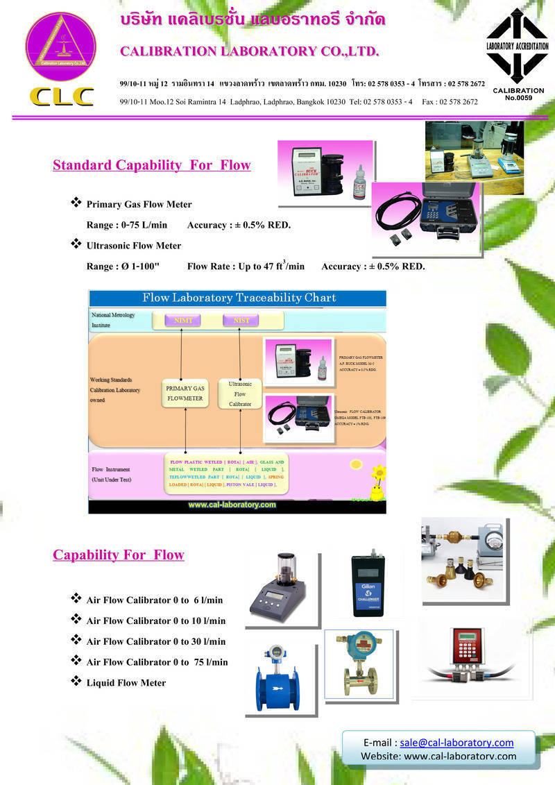 PRODUCT LAB Flow บริษัท แคลิเบรชั่น แลบอราทอรี จำกัด Calibration