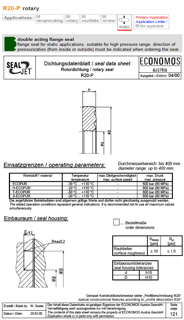 PRODUCT Rotary seal R20P บริษัท เอสเคเอฟอีโคโนโมส ซีลลิ่ง โซลูชั่น