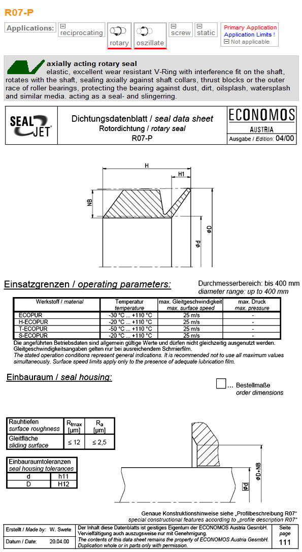 PRODUCT Rotary seal R07P บริษัท เอสเคเอฟอีโคโนโมส ซีลลิ่ง โซลูชั่น