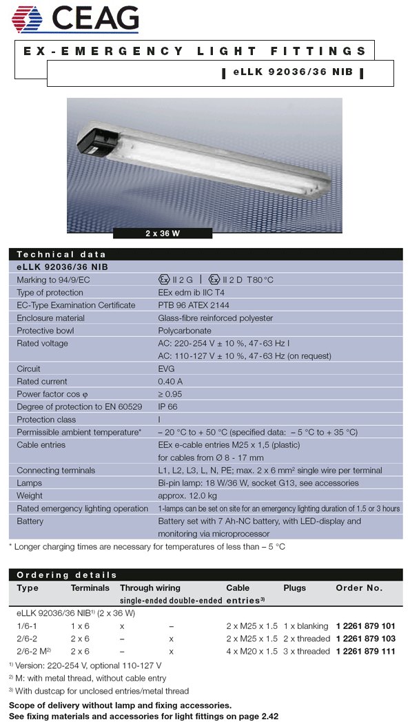PRODUCT EX EMERGENCY LIGHT eLLK 92036/36 NIB บริษัท รอยัลเทค อินเตอร์เนชั่นเเนล จำกัด