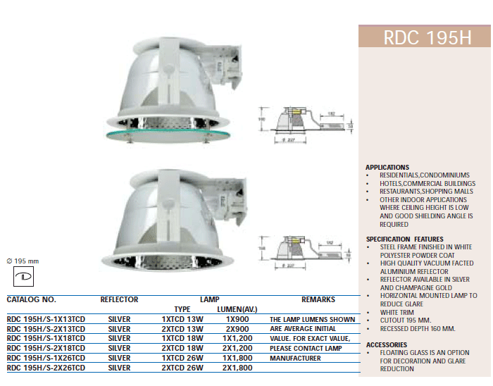 PRODUCT โคมไฟดาวน์ไลท์ OPTEX RDC195H บมจ.ไลท์ติ้ง แอนด์ อีควิปเ