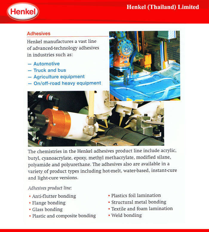 PRODUCT Adhesives บริษัท เฮงเค็ล (ประเทศไทย) จำกัด Henkel (Thailand