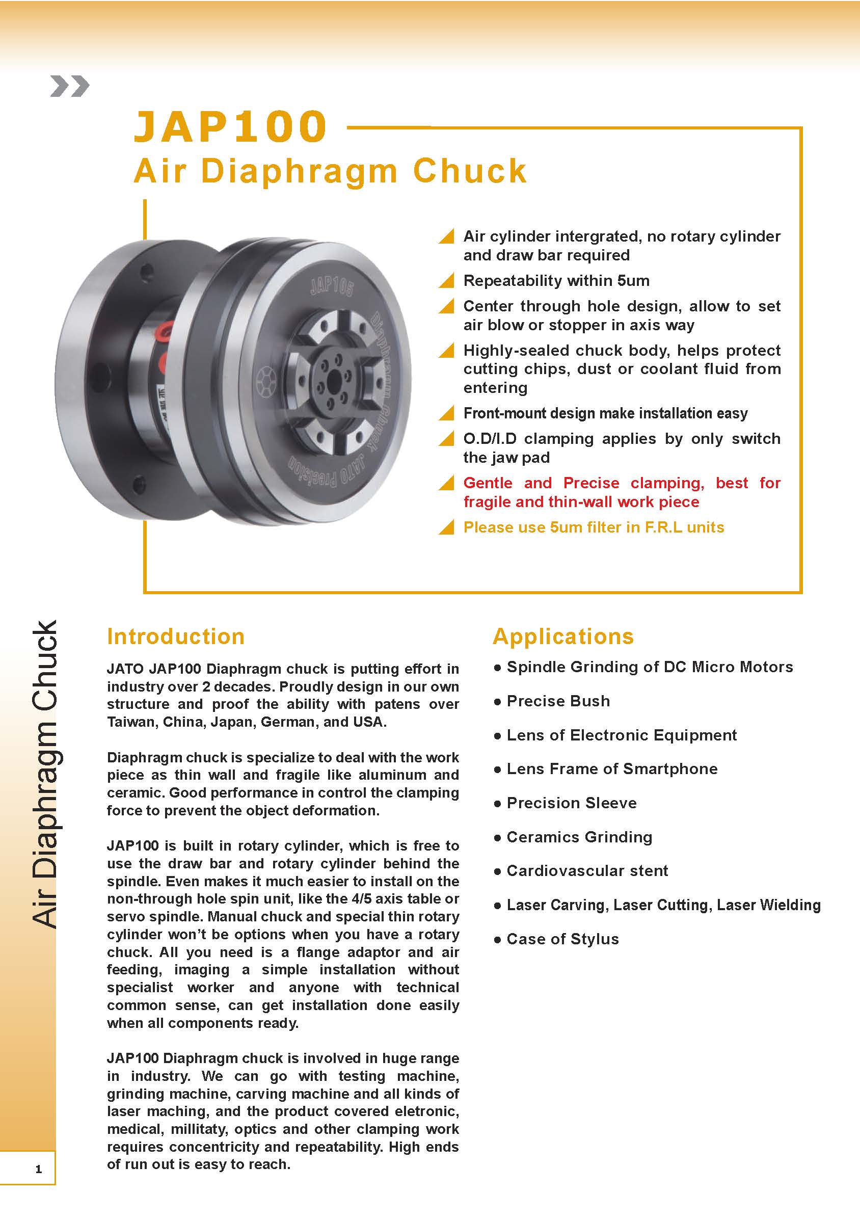 KNOWLEDGE JATO Rotary Air chuck บริษัท เมคคาทรอนิกส์ แมชชีน ทูลส์